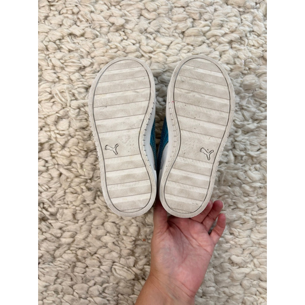 Girls' Puma White & Blue Sparkle Sneakers Size 13 (Little Girl) lace up - Picture 4 of 9